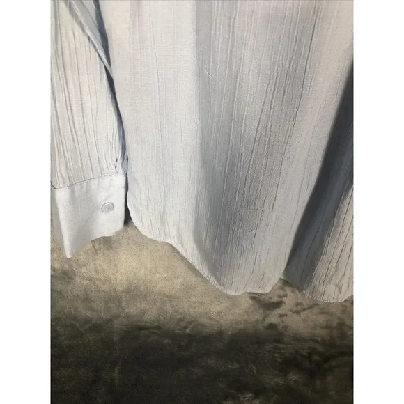 H&M Shirt Button Down Women’s Long Sleeve Light Blue Blouse Adult Size 2  40-42 - Picture 11 of 14